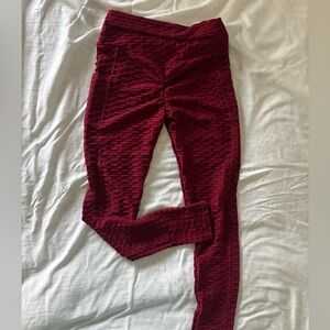 Red Textured Leggings